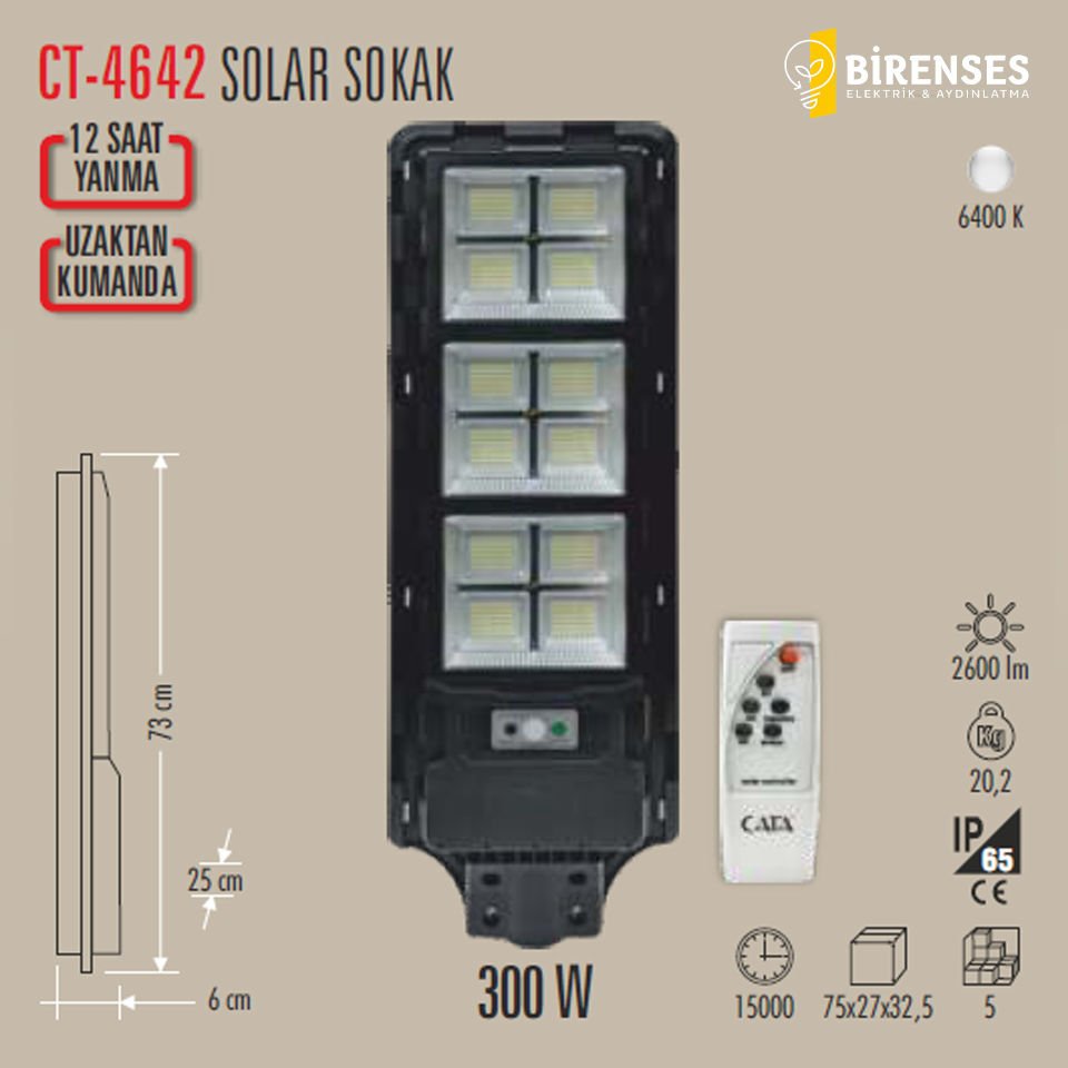 CATA CT-4642 300W Solar Sokak Armatürü