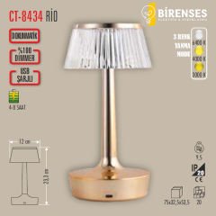 CATA CT-8434 Rio Şarjlı Masa Lambası