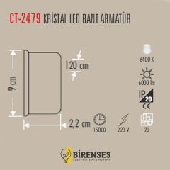 CATA CT-2479 120W Kristal Led Bant Armatür Beyaz