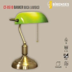 CATA CT-8510 Yeşil Banker Masa Lambası