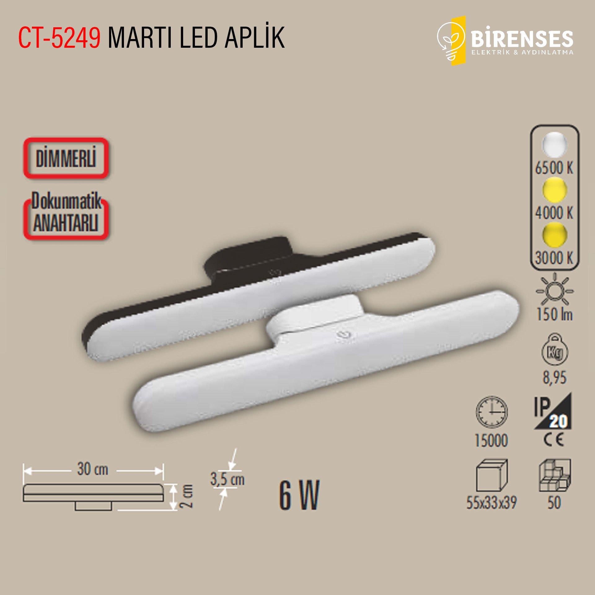 CATA CT-5249 Martı Şarjlı Ledli Aplik