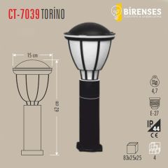 CATA CT-7039 Torino Bahçe Armatürü (62 Cm)(E27)